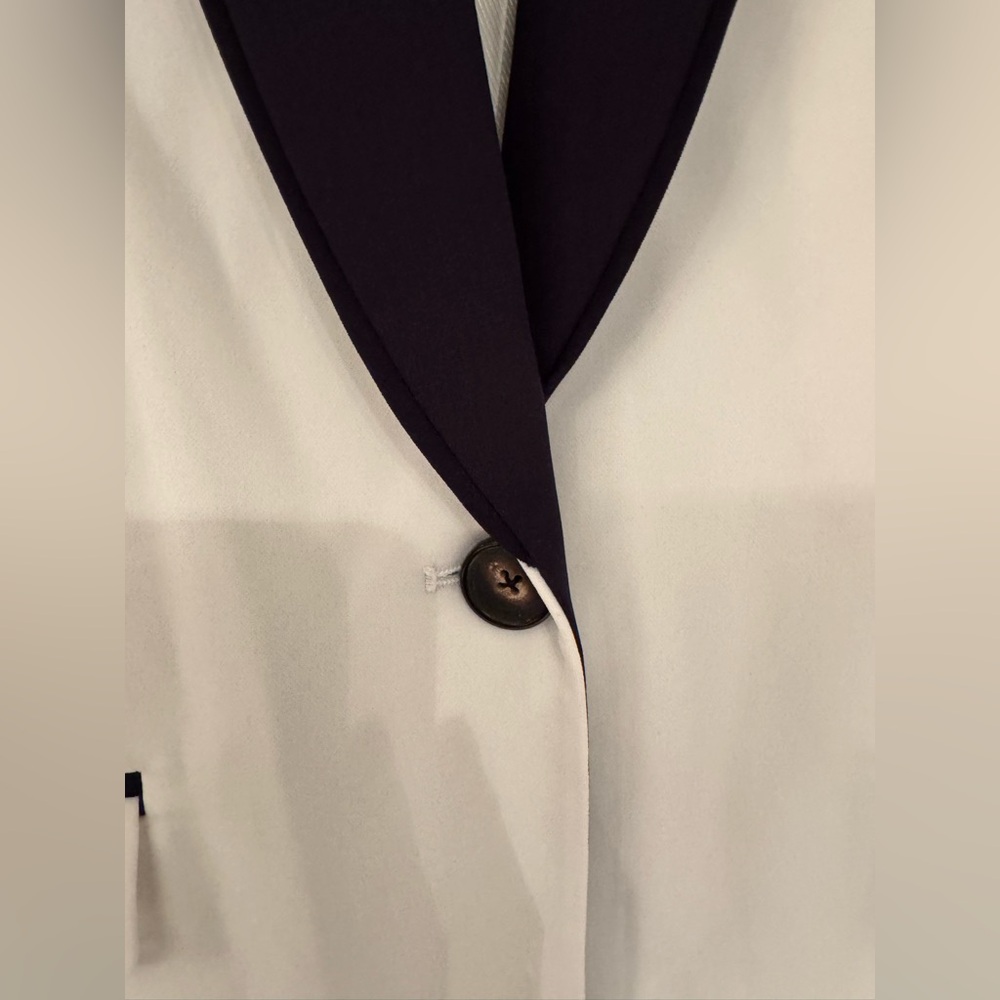 Equipment Quincy Blazer Nature White Eclipse Black Lapel & Trim Women’s Size 6 - Picture 11 of 16